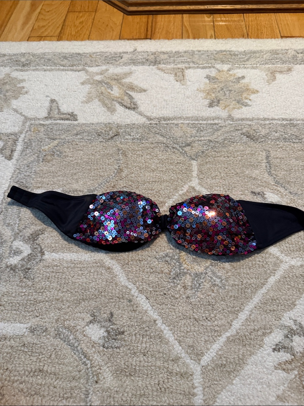 PINK Victoria's Secret Black Sequin Bandeau Bra